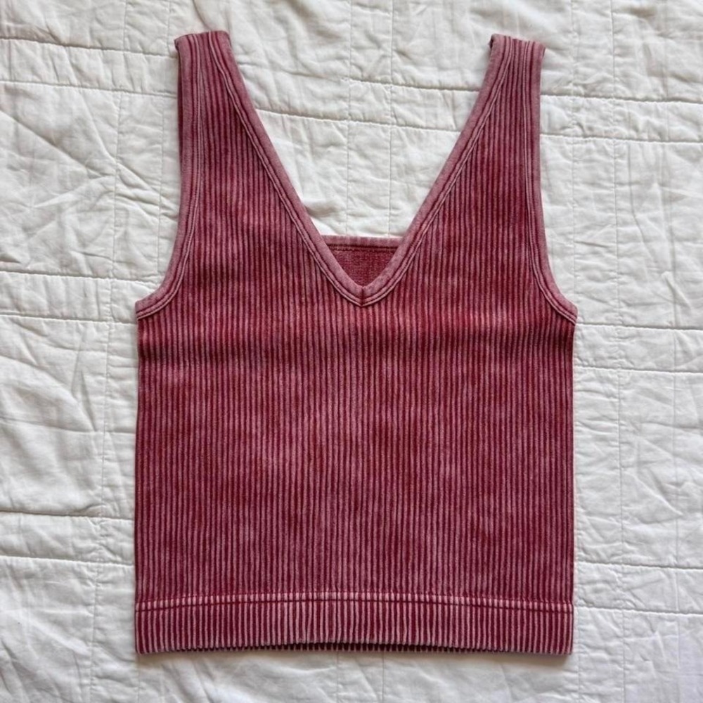 zenana womens L/XL v-neck‎ tank crop top fairy boho stretchy ribbed whimsigoth